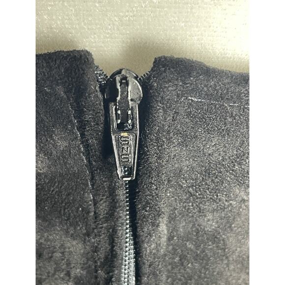 Lillie Rubin Black Genuine Suede Dress M Vintage 90s Bustier Peplum Rhinestone - Picture 6 of 13